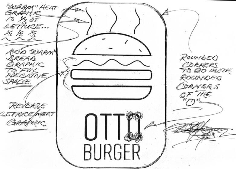 Otto Burger logosunun orijinal eskiz çalışması